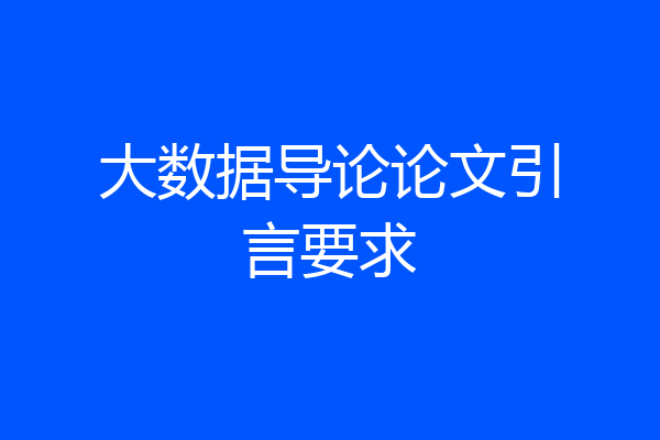 大数据导论论文引言要求