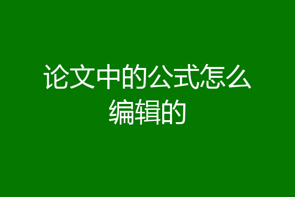 论文中的公式怎么编辑的