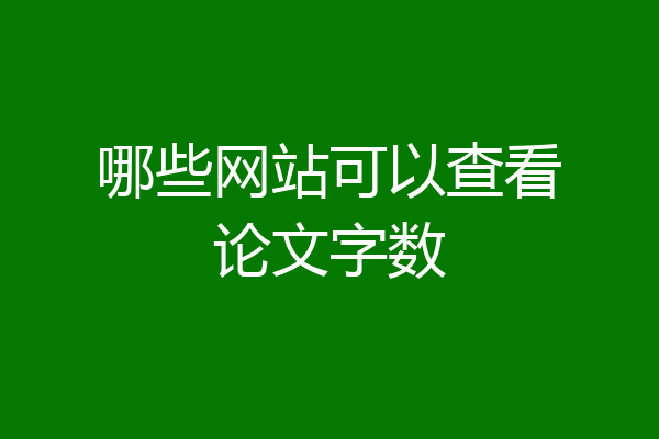 哪些网站可以查看论文字数
