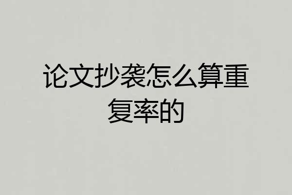 论文抄袭怎么算重复率的