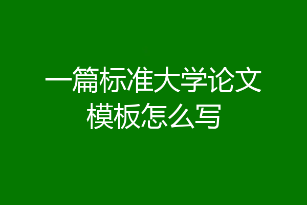 一篇标准大学论文模板怎么写