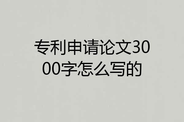 专利申请论文3000字怎么写的