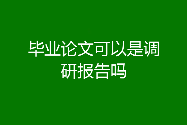 毕业论文可以是调研报告吗