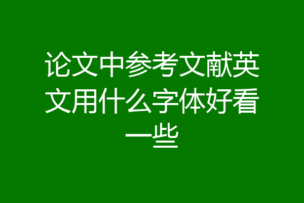 论文中参考文献英文用什么字体好看一些