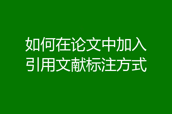 如何在论文中加入引用文献标注方式
