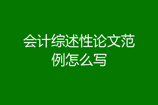 会计综述性论文范例怎么写