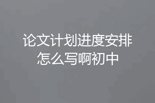 论文计划进度安排怎么写啊初中
