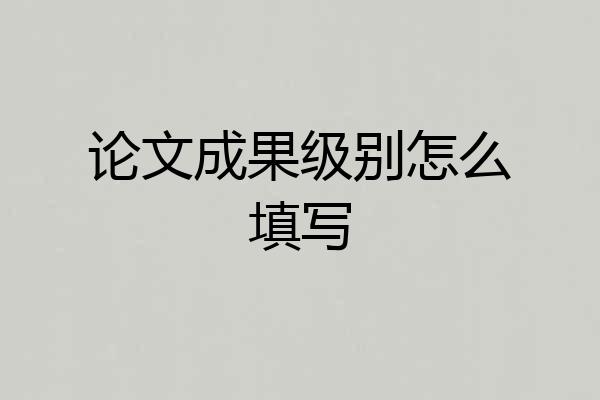 论文成果级别怎么填写
