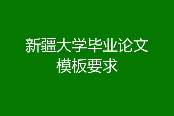 新疆大学毕业论文模板要求