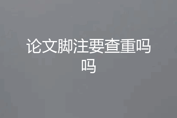 论文脚注要查重吗吗