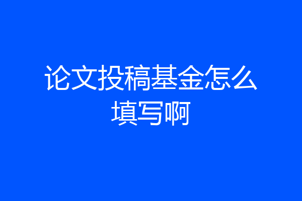 论文投稿基金怎么填写啊
