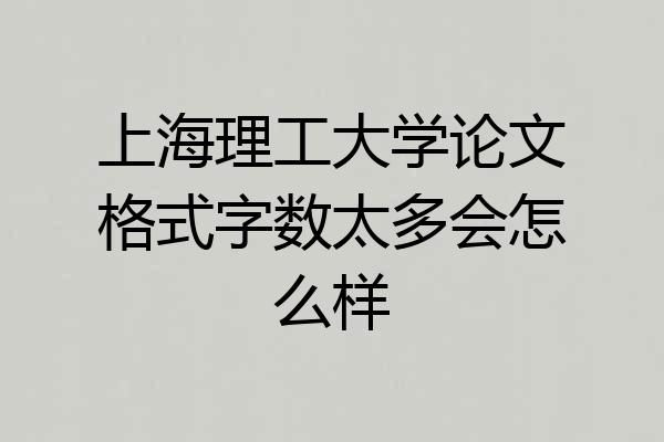 上海理工大学论文格式字数太多会怎么样