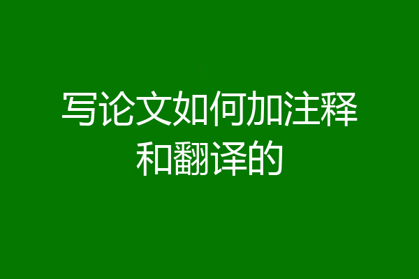 写论文如何加注释和翻译的