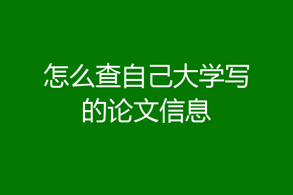怎么查自己大学写的论文信息