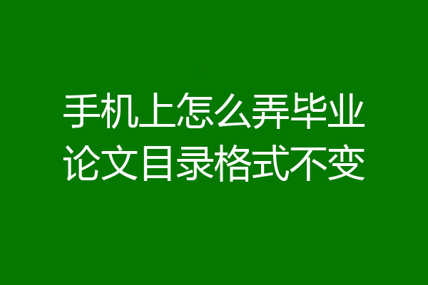 手机上怎么弄毕业论文目录格式不变