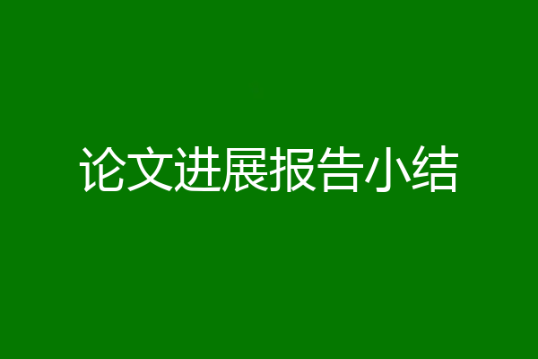 论文进展报告小结