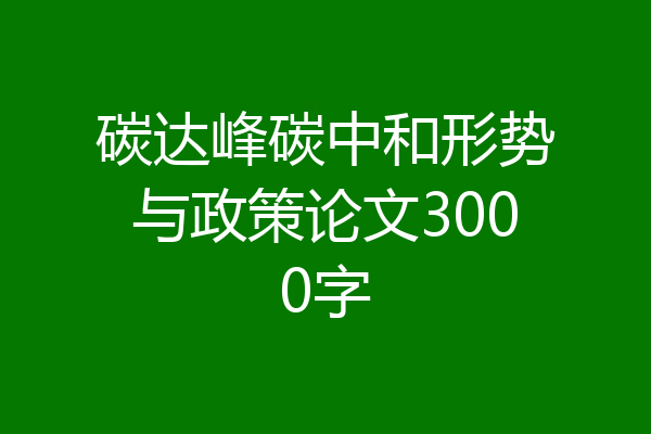 碳达峰碳中和形势与政策论文3000字