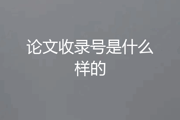 论文收录号是什么样的