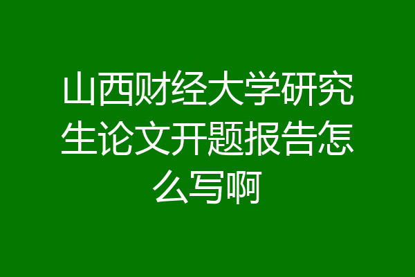 山西财经大学研究生论文开题报告怎么写啊