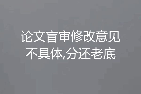 论文盲审修改意见不具体,分还老底
