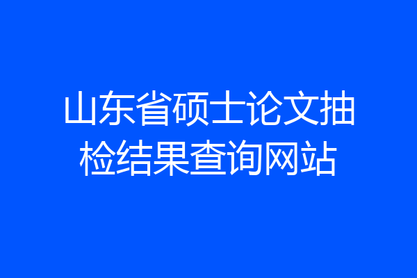 山东省硕士论文抽检结果查询网站