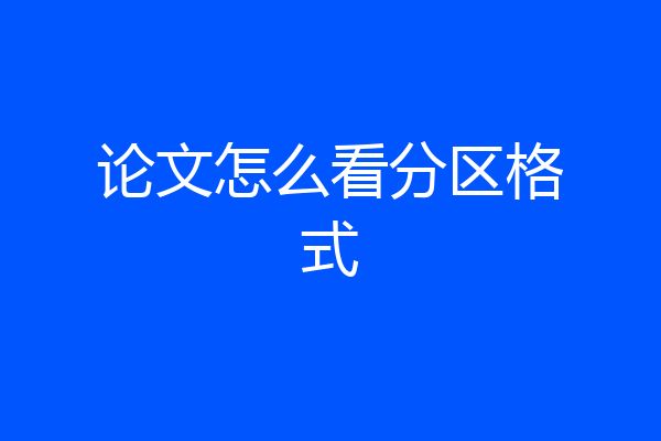 论文怎么看分区格式