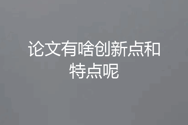 论文有啥创新点和特点呢