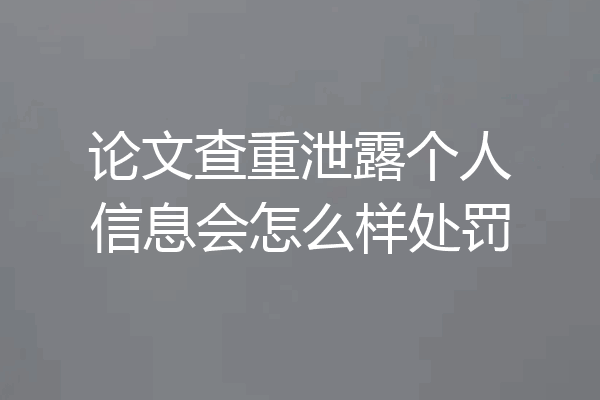 论文查重泄露个人信息会怎么样处罚