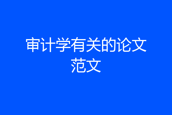 审计学有关的论文范文