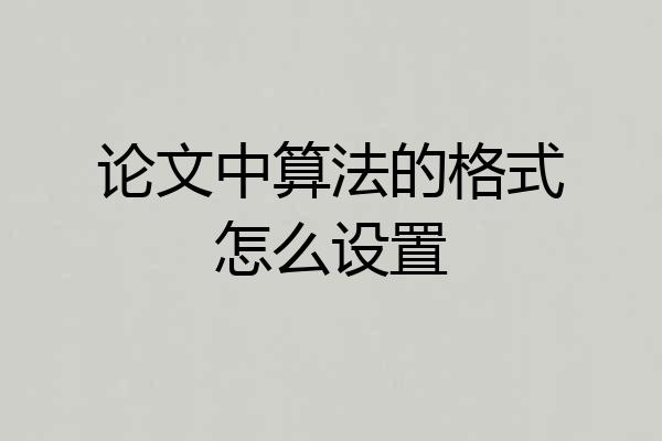 论文中算法的格式怎么设置