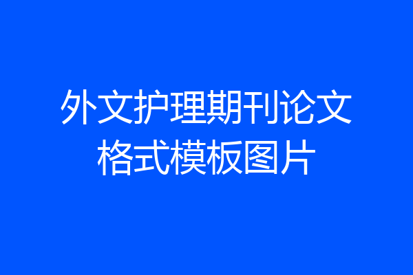 外文护理期刊论文格式模板图片