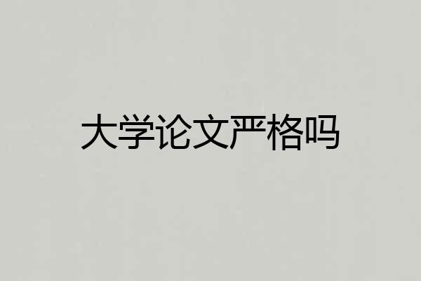 大学论文严格吗
