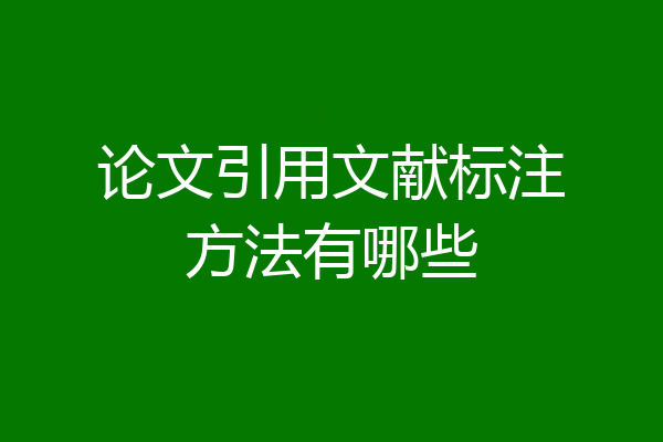 论文引用文献标注方法有哪些