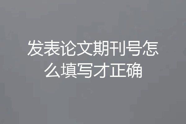 发表论文期刊号怎么填写才正确