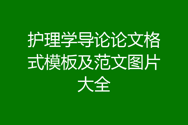 护理学导论论文格式模板及范文图片大全