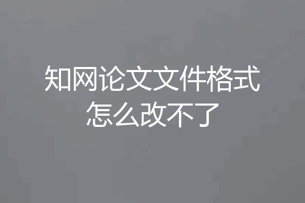 知网论文文件格式怎么改不了