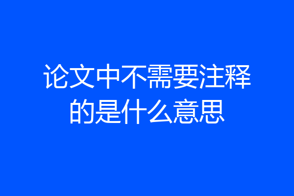 论文中不需要注释的是什么意思