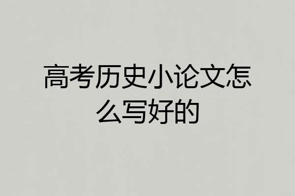 高考历史小论文怎么写好的