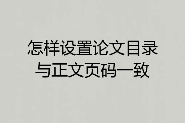 怎样设置论文目录与正文页码一致
