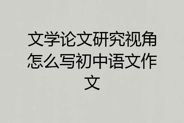 文学论文研究视角怎么写初中语文作文