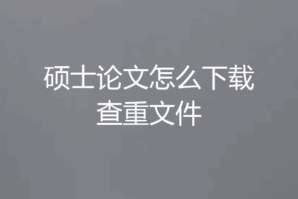 硕士论文怎么下载查重文件