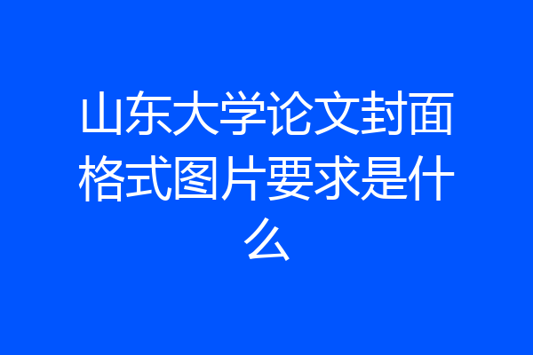 山东大学论文封面格式图片要求是什么