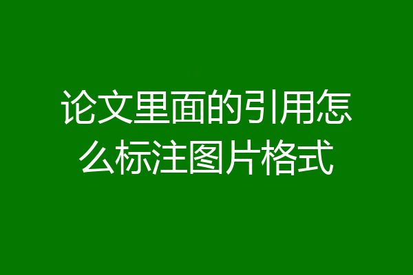 论文里面的引用怎么标注图片格式