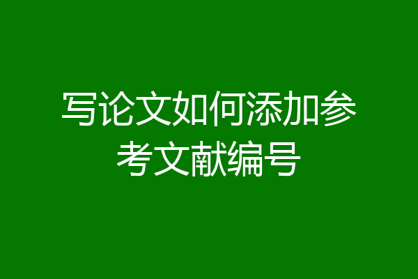 写论文如何添加参考文献编号