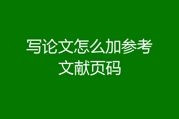 写论文怎么加参考文献页码