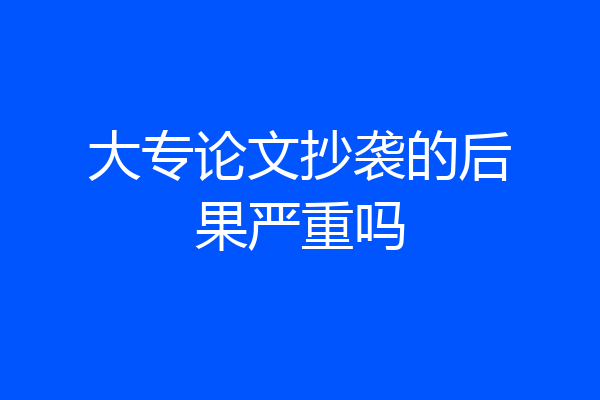 大专论文抄袭的后果严重吗