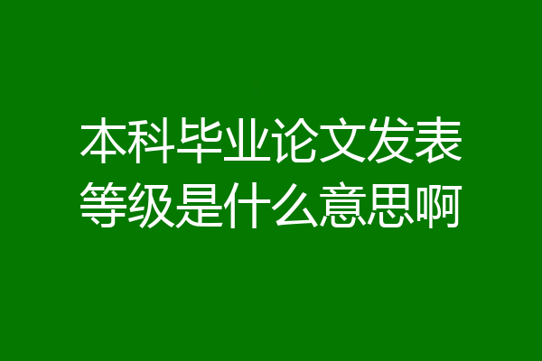 本科毕业论文发表等级是什么意思啊