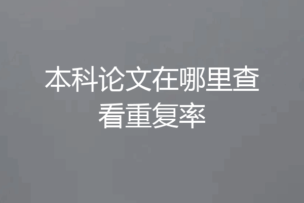 本科论文在哪里查看重复率