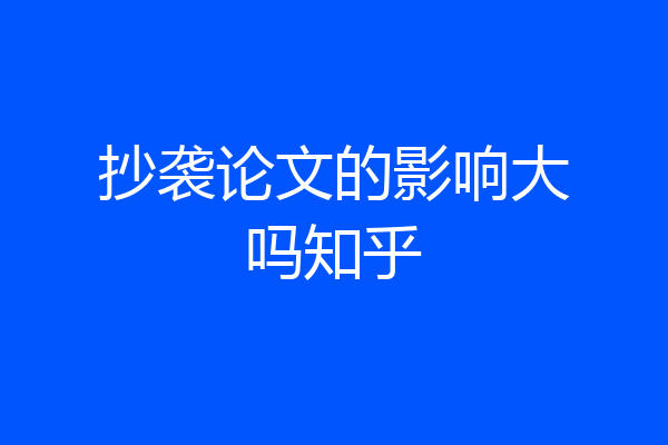 抄袭论文的影响大吗知乎