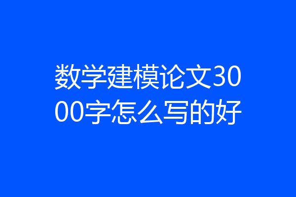 数学建模论文3000字怎么写的好